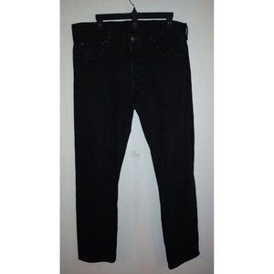 Men's Levi's 501 Button Fly Black Straight Fit Jeans - Size 36x34